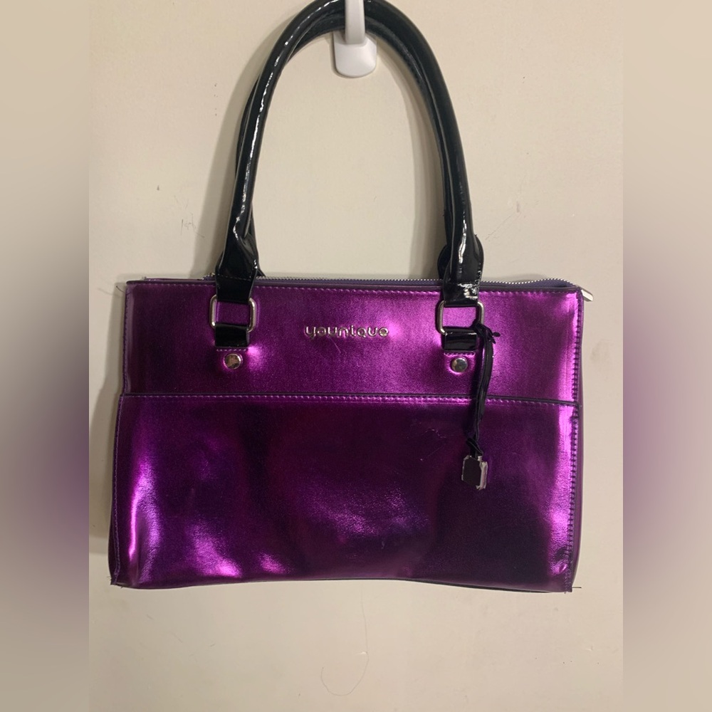 Younique NWOT Metallic Purple Messenger Bag